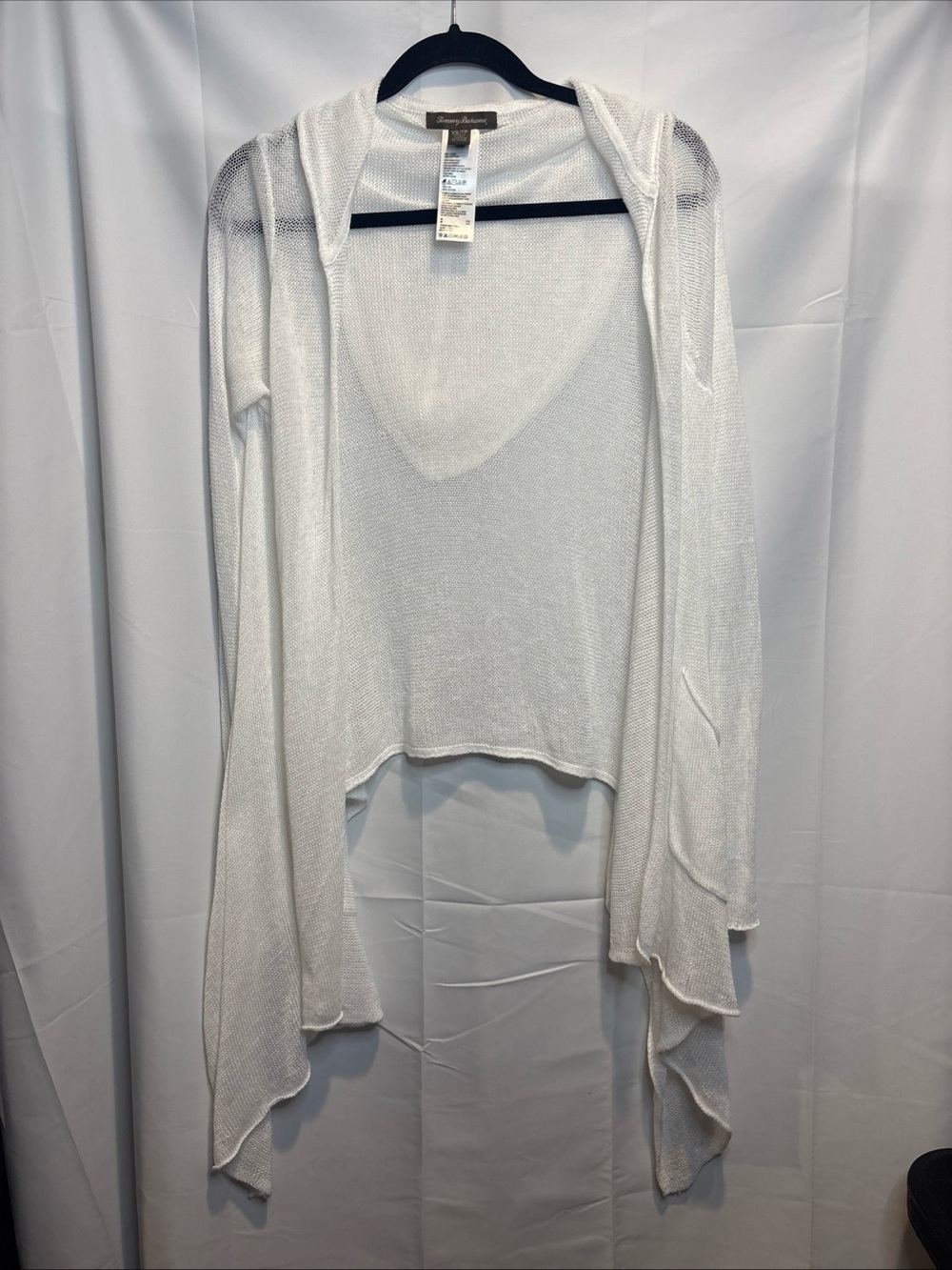 Tommy Bahama White Open Knit Hooded Cardigan